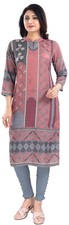 Indian Women Kurti Tunic Dress Pink Viscose Blend Ethnic Kurta Shirt DKL501