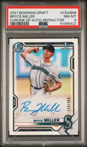 2021 Bryce Miller Mariners Bowman Chrome Draft Auto Silver Refractor /499 PSA 8