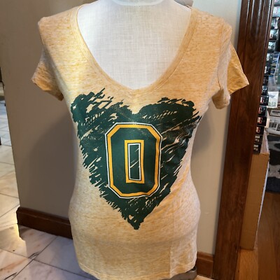 NWT UNIVERSITY OF OREGON CAP SLEEVE V-NECK SHIRT WOMENS SMALL