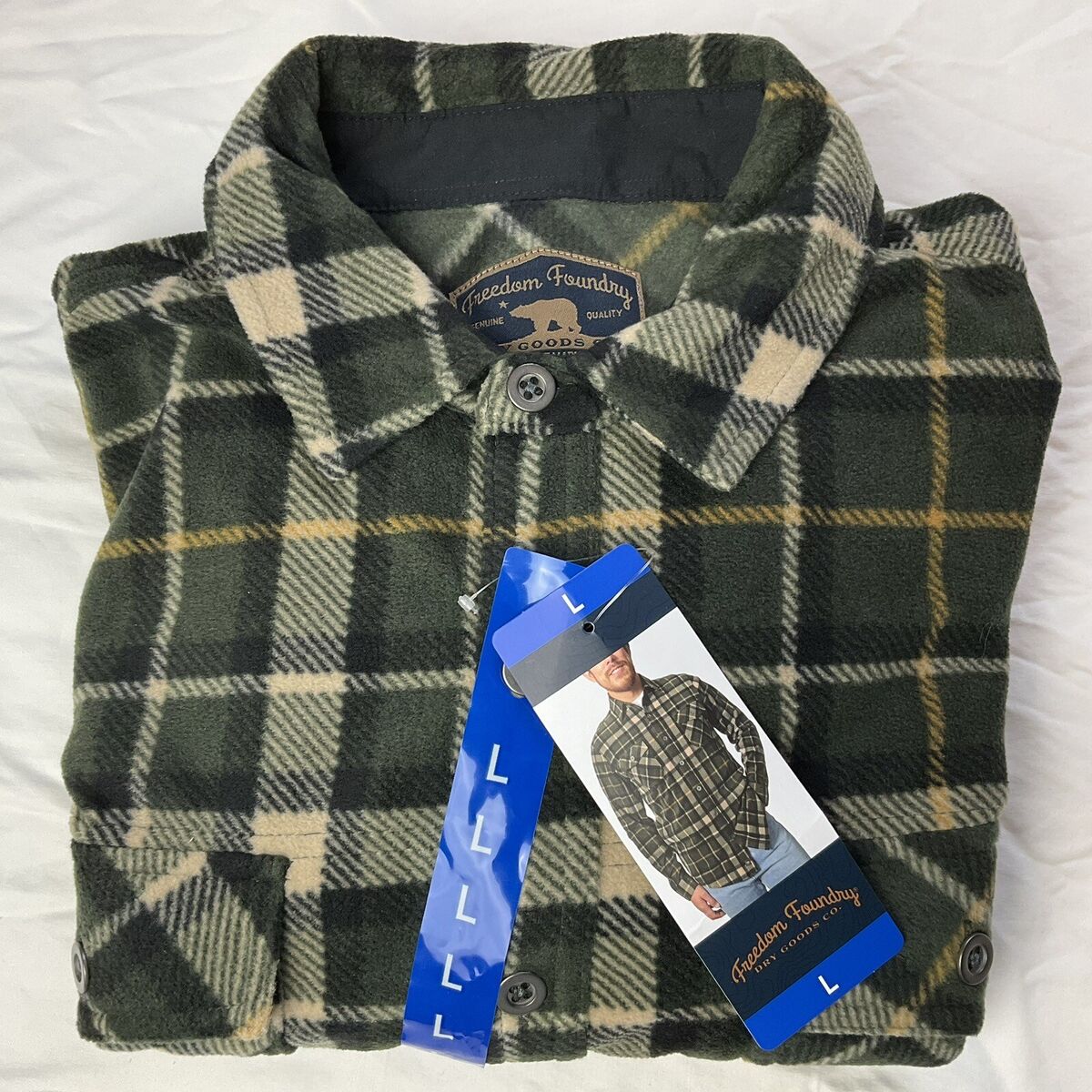 Freedom Foundry Men's Plush Sherpa Lined Fleece OLIVE Shirt Freedom Foundry Men's Plush Sherpa Lined Fleece OLIVE Shirt