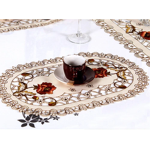 Mesa de comedor de encaje floral bordada alfombra tapetes boda fiesta decoración del hogar - Imagen 29 de 50