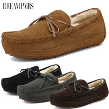 DREAM PAIRS Men's Suede Winter Loafers Shearling Moccasin Slippers Slip On Shoes