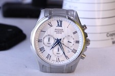 Seiko Pulsar VD57-X150 Vintage Date SS Black Silver Round Quartz