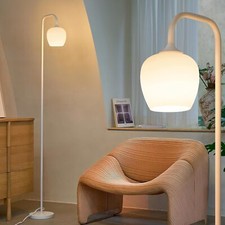 LED bulb white floor lamp - modern standing lamp for living room bedroom