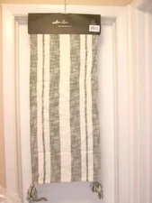 Table Runner 16" X 72" By Marlo Lorenz Sophia Stripe W/Tassels Natural/Cypress 
