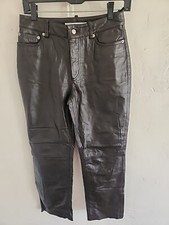 leather pants dark brown tommy hilfiger sz 4 womens vintage y2k flat front