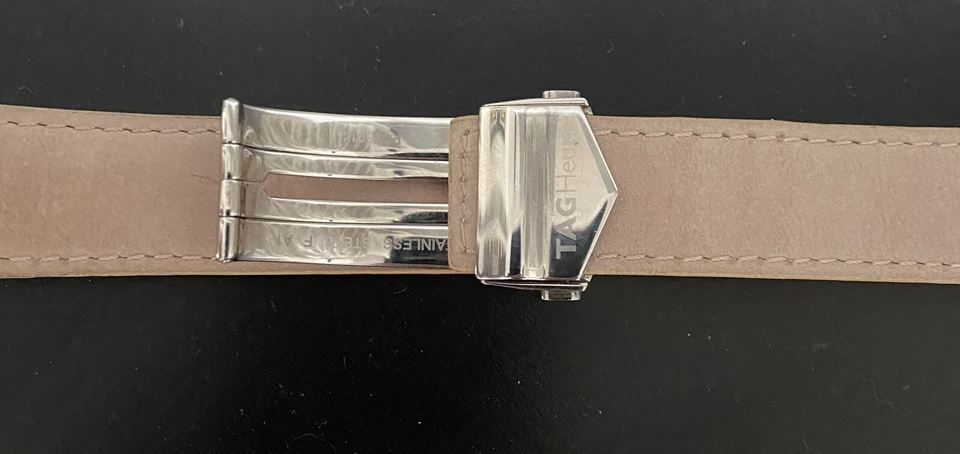 TAG HEUER 18 毫米黄色皮革表带,带不锈钢扣 — 第 4/4 张图片