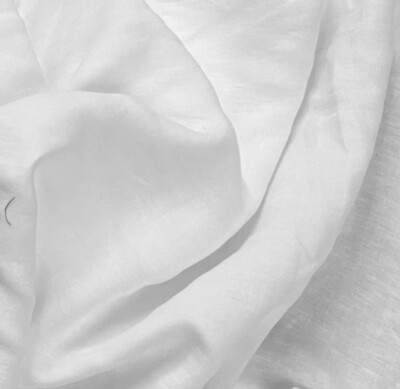 WHITE  100% Linen fabric 56  Width Sold By The Yard
