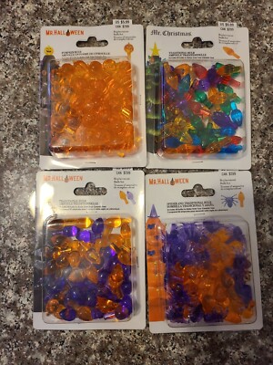 Lot of 4 Mr. Halloween  Mr. Christmas  Pumpkin Spider Xmas Replacement Bulbs 