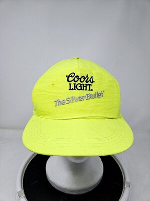 VINTAGE Coors Light Silver Bullet Yellow Nylon Snapback Hat 80s