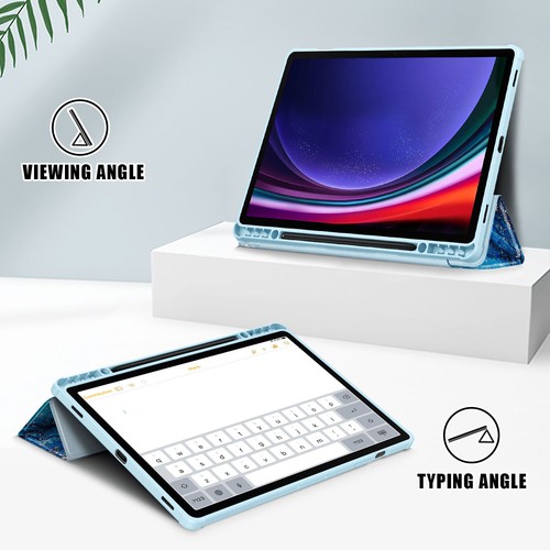 Für Samsung Galaxy Tab S9 S9+ Folio Leder Smart Stift Halter Durchsichtig Etui Abdeckung - Bild 81 von 113