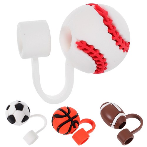 4 Pcs Straw Cap Cartoon Topper Drinking Straws Reusable Cover Caps - Picture 3 of 12