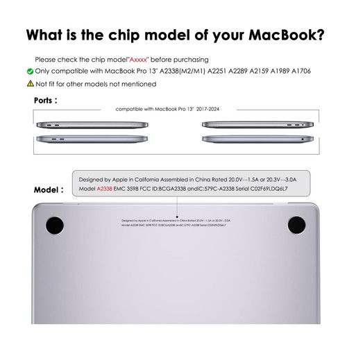 Coque Compatible avec MacBook Pro 13 Pouces M2 M1 A2338 A2251 A2289 A2159 A19... - Afbeelding 2 van 5