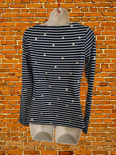 WOMENS WHITE STUFF SIZE UK 6 NAVY STRIPE STARS LONG SLEEVE CASUAL T SHIRT TOP - Picture 6 of 6