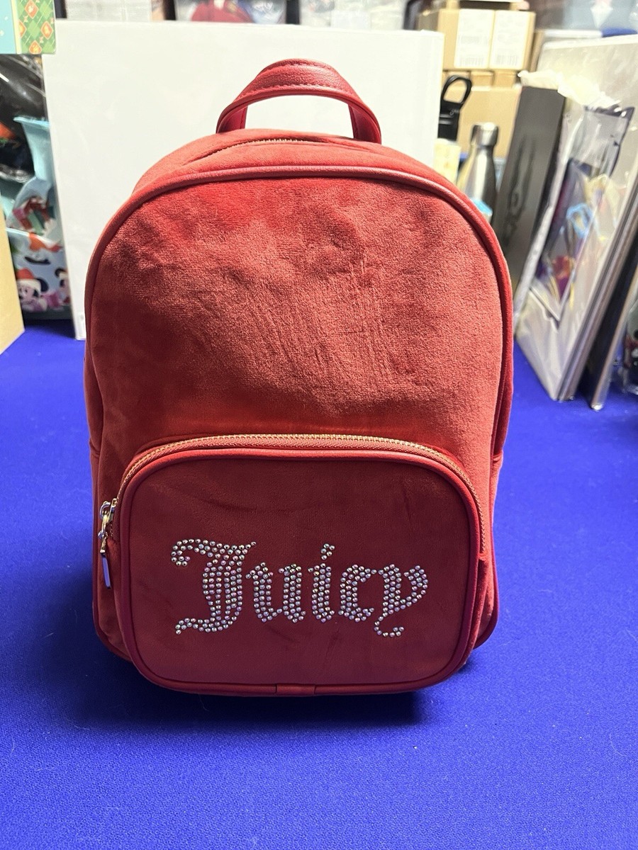 Juicy Couture Velour Big Spender Backpack Cool Red New