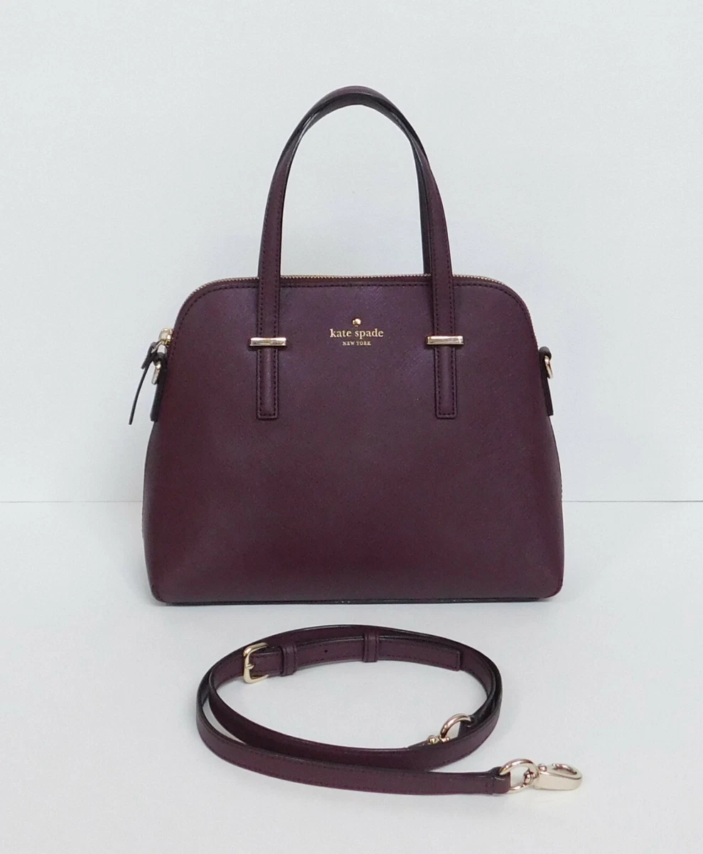 Kate Spade Cedar Street Crosshatch Maise Mulled Wine Zip Satchel  