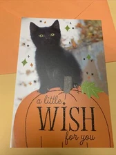 Happy Halloween A Little Wish For You, Black Kitten 5”x7” Hallmark Greeting Card
