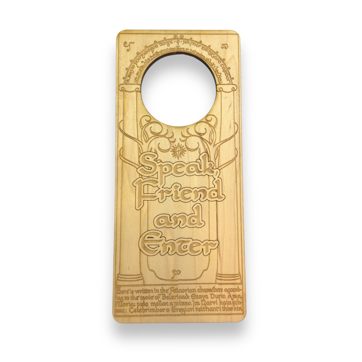 Door Hanger - Speak Friend and Enter 9x4in Raw Wood Door Hanger - Speak Friend and Enter 9x4in Raw Wood