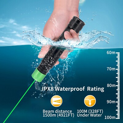 Scuba Diving Green Laser Flashlight Narrow Beam - For Dive Instructors