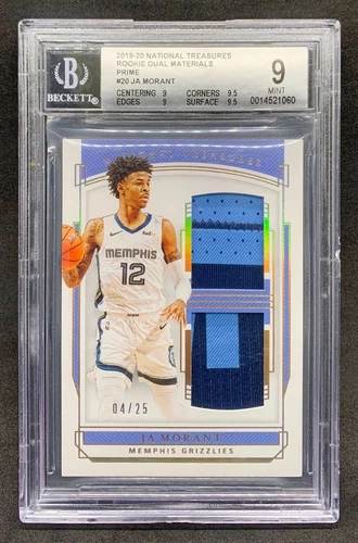 2019-20 National Treasures JA MORANT Dual Prime Rookie Patch RC SP 25 Mint BGS 9
