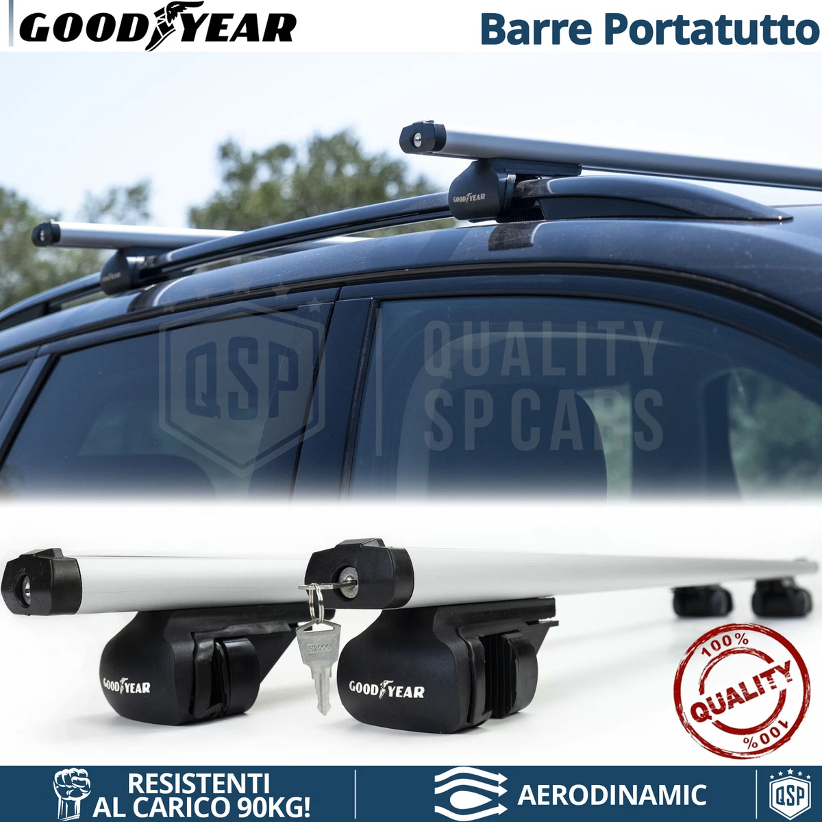 Barre Portatutto In Alluminio Per Dacia Duster Pre-Facelift (2010-2013) – Fly Model, 2 Barre Grigie - 2