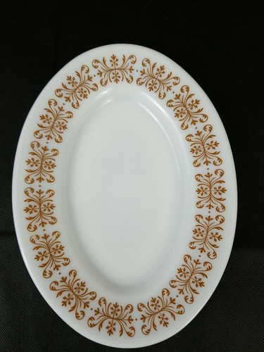 Pyrex Tableware by Corning Copper Filigree 9 3/8" Oval Dinner Platter #794-WOW - Picture 2 of 12