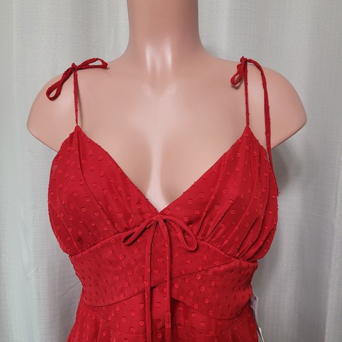 B. Darlin Clip Dot Double Hem A-Line Mini Dress Junior's Size 15 / 16 Cherry NWT - Picture 2 of 10