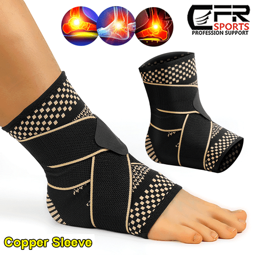 Copper Ankle Support Brace Compression Sleeve Plantar Foot Fasciitis Sports Wrap - Picture 17 of 18