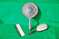 Vintage Silverplated Vanity Set Brush Comb Mirror Hong Kong