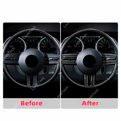 For Ford Mustang 05- Steering Wheel Button Cover Decoration Sticker Carbon Fiber - Picture 2 of 10