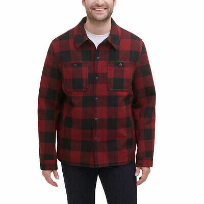 GH Bass Men’s Fleece Lined Shirt Jacket - LARGE Red Buffalo Plaid Hard  Service