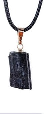 Natural Black Tourmaline Energy Stone Pendant Necklace