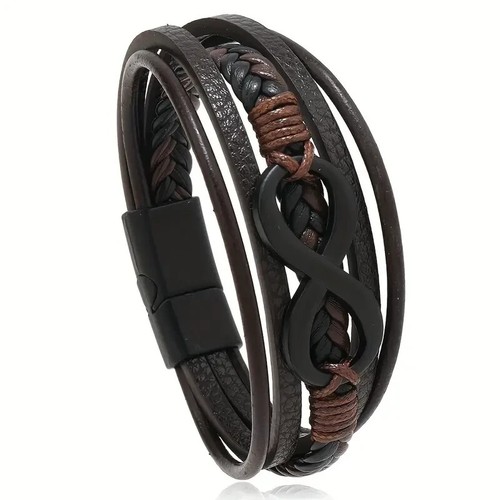 New Infinity Knot Braided Leather Black & Brown Fashion Bracelet - Free Shipping - Picture 17 of 21