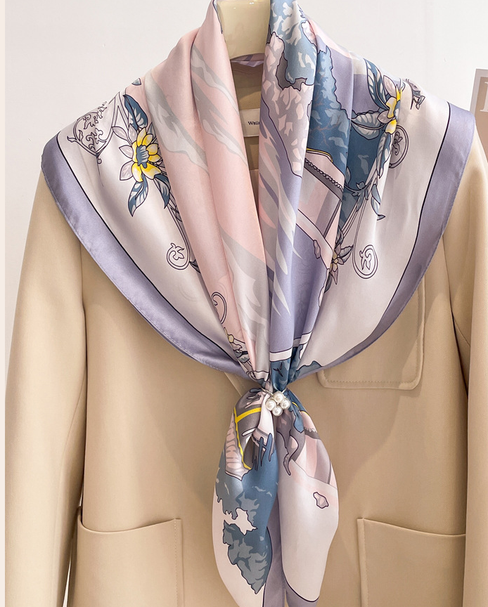 100% Silk Scarf Women Vintage gardens Kerchief Square Bandana Wrap 35'' NEW