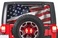 Perforated For Jeep Wrangler Jk Jl Us Flag Design Rear Window See Thru Decal