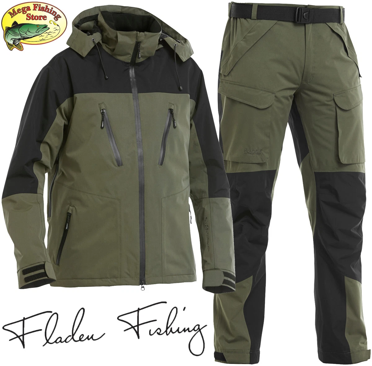 FLADEN Authentic 2.0 Traje de Pescador y Exterior Todo Tiempo - Chaqueta + Pantalón Impermeable