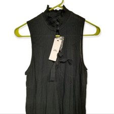 Urban Outfitters Cottage Core Annabelle Ruffle Neck Midi Gauze Dress Black New