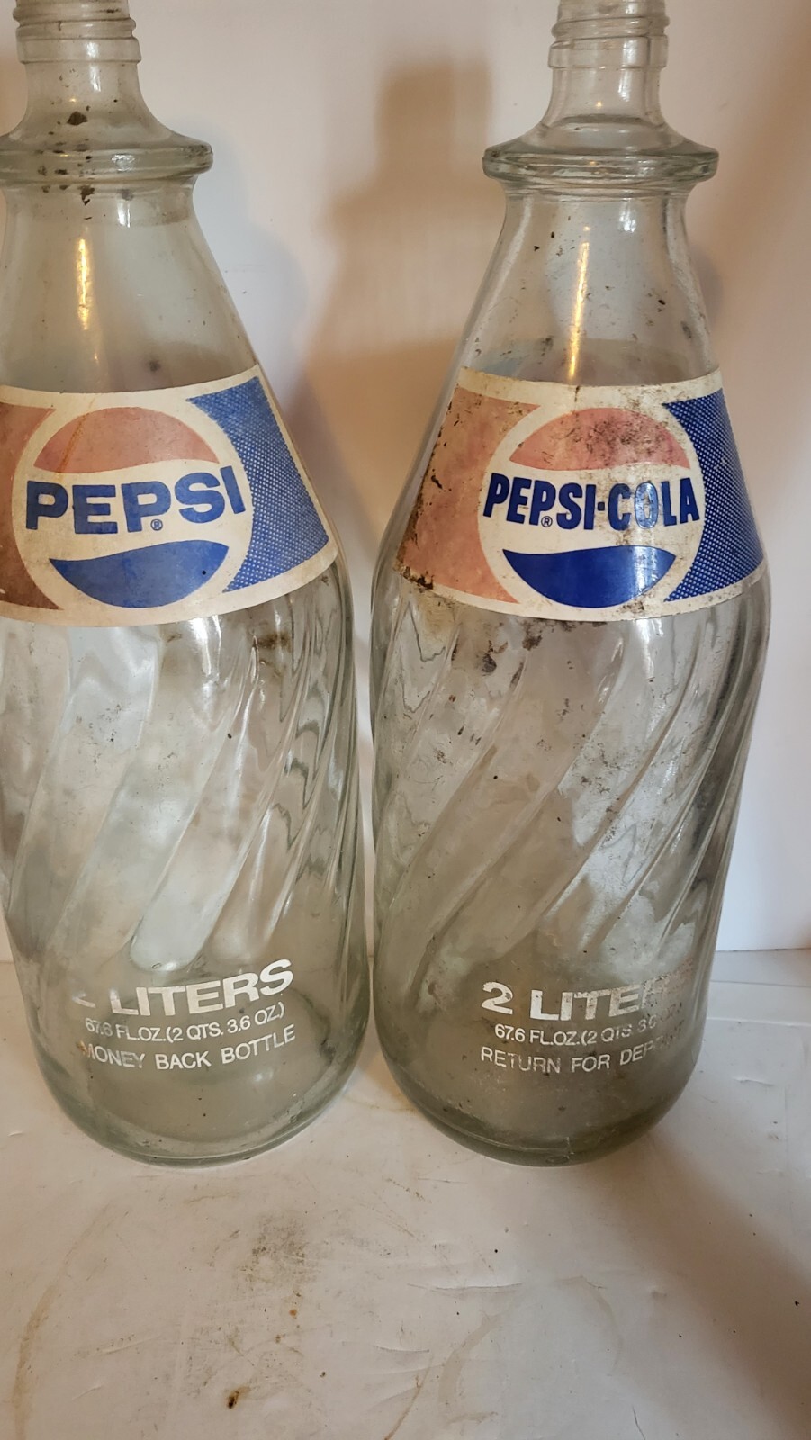 2 Vintage Glass PepsiCola 2 Liter Returnable Soda Bottle 13.5” eBay