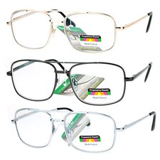 SA106 Rectangular Metal Frame Multi 3 Focus Progressive Reading Glasses