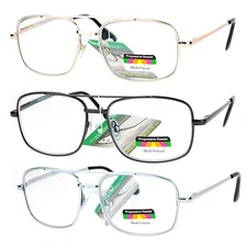 SA106 Rectangular Metal Frame Multi 3 Focus Progressive Reading Glasses