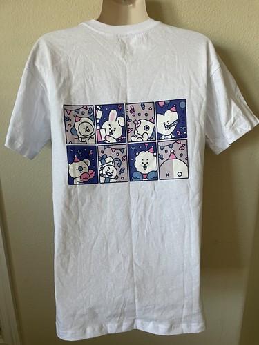 BTS BT21 5th Anniv White Crew Neck Short Sleeve Boyfriend Fit Womens T-Shirt M - Picture 5 of 7
