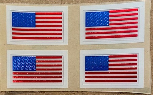(4) AMERICAN FLAG - STRAIGHT - CHROME - FOR MINI HELMET - 3M 20MIL - Picture 1 of 6