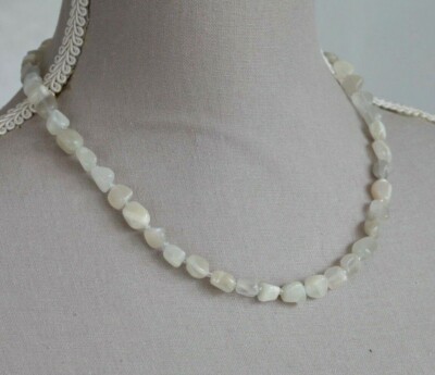 WHITE MOONSTONE NUGGET NECKLACE ~ STERLING SILVER 18.5'' IN LENGTH