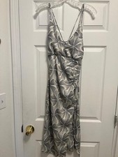 Urban Outfitter Dress Womens XS Black White Geometric Print Midi Sleek Strappy