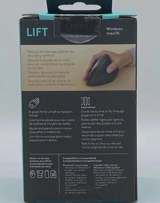 Logitech Lift Vertical Ergonomic Mouse Wireless Bluetooth - Black