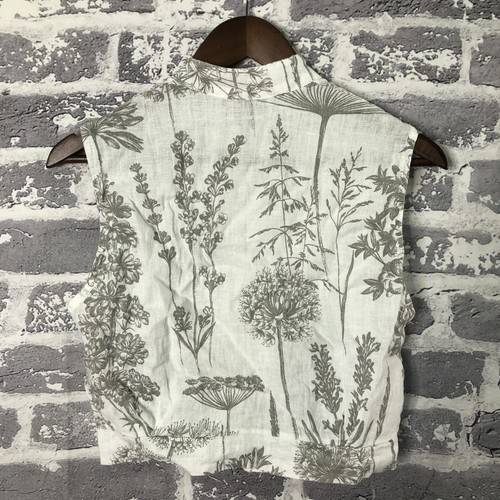 Laura Bianchi Vest Top Women Small Linen Sleeveless Collared Floral Italy Crop - Picture 2 of 11