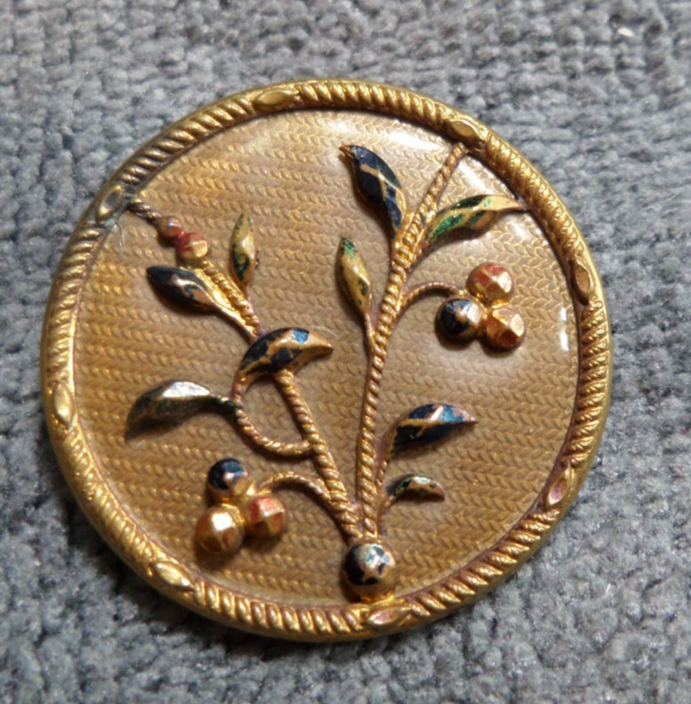 Vintage Antique Victorian Metal & Celluloid Button FANCY Design
