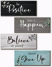 4 Pcs Office Decor for Women Motivational Wall Decor Rustic Inspirational with P