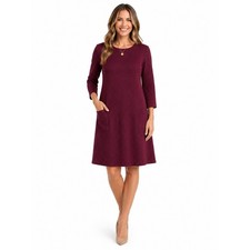 J.Jill Burgundy Diamond Jacquard Ponte Knit A-Line Dress Women's Size Medium