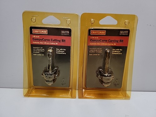 Craftsman CompuCarve 1/8 Zoll Schneideinsatz und 1/16 Zoll Schnitzbit Neu in Pkgs